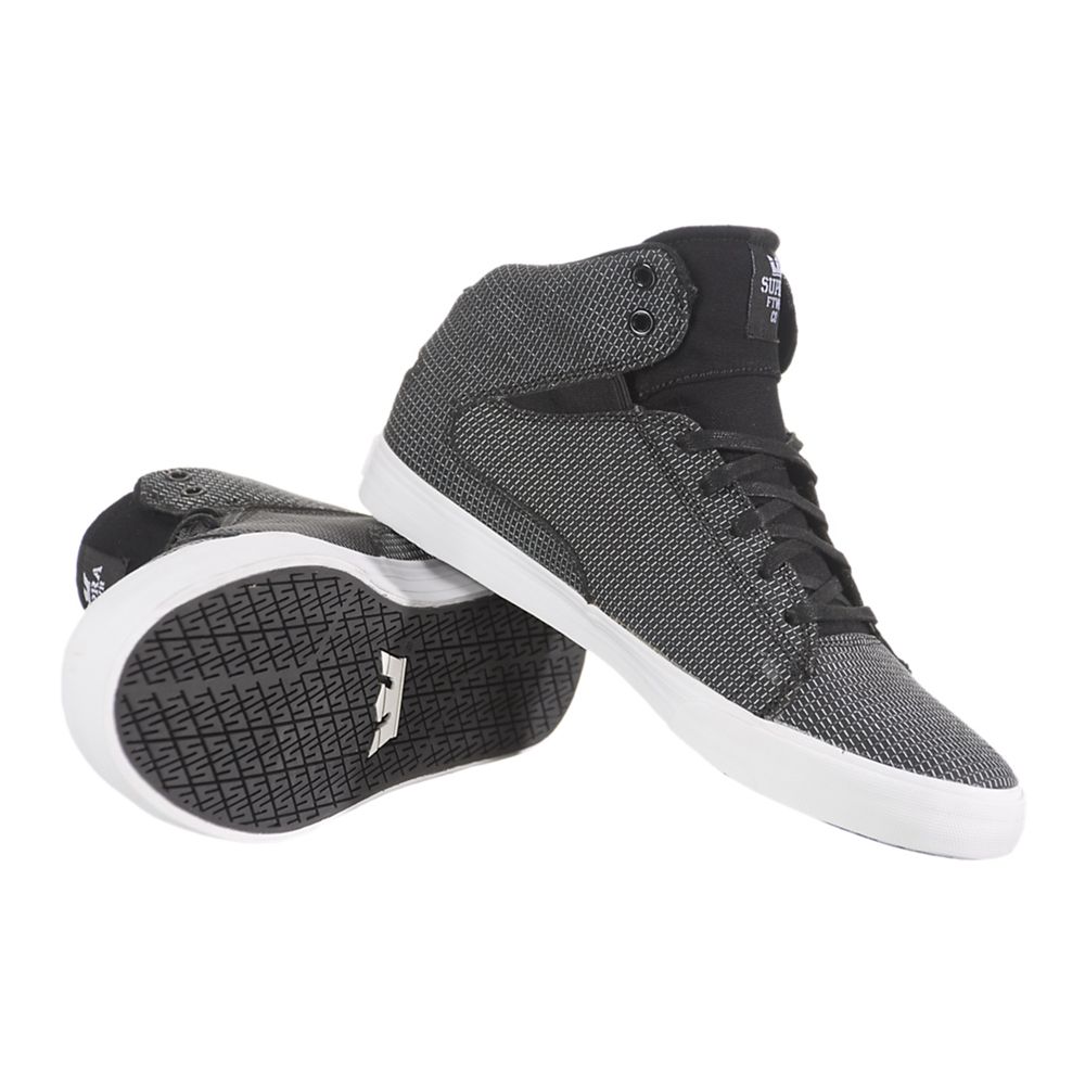 Chaussures de Skate Supra Society Mid Noir Blanche Black Homme | QXI-05683725